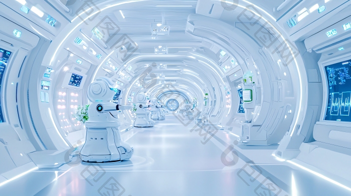 未来科技走廊机器人场景图片-包图网企业站