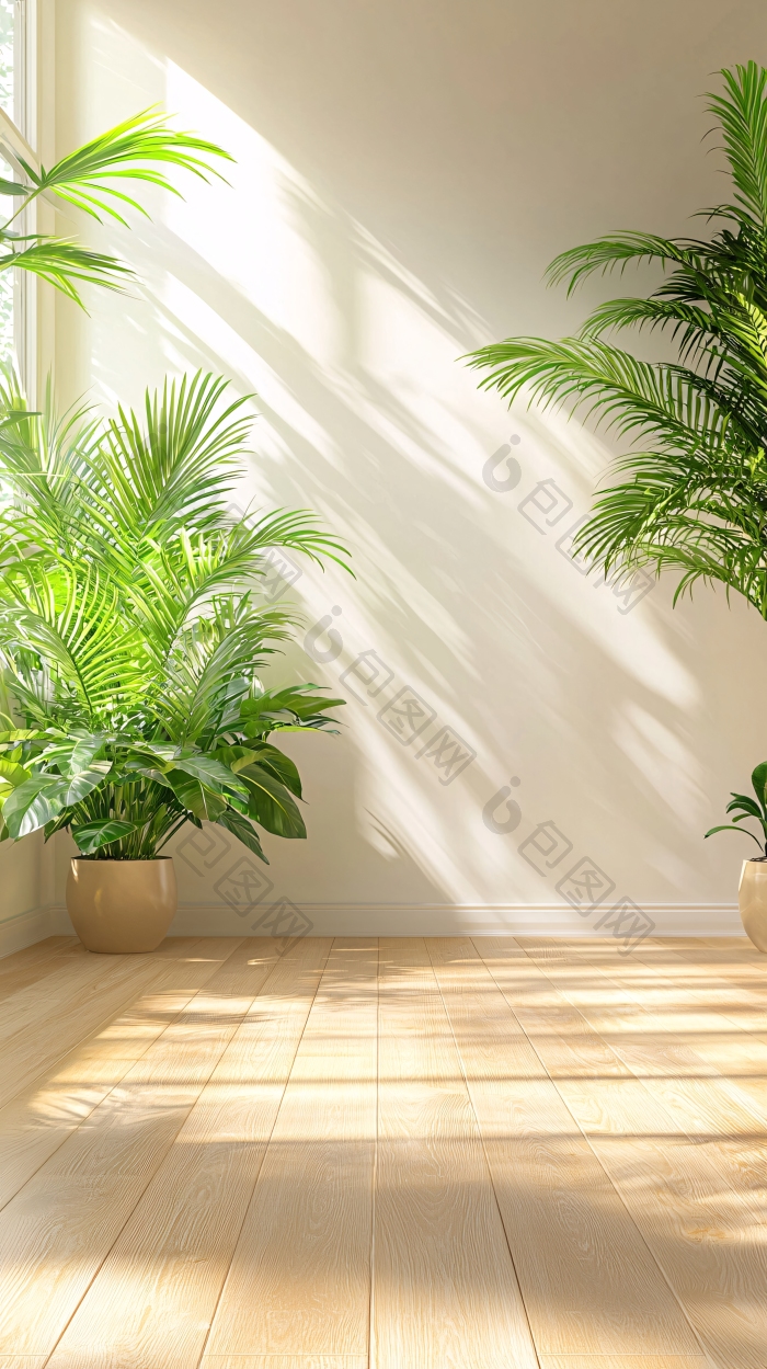 阳光洒满房间的植物装饰室内植物布置技巧图片-包图网企业站