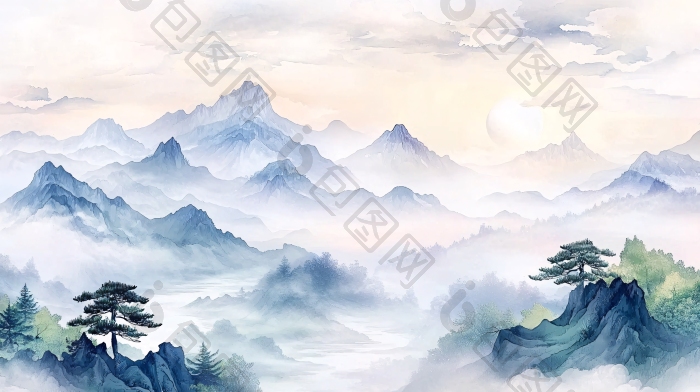 云雾缭绕的山间日出图片-包图网企业站