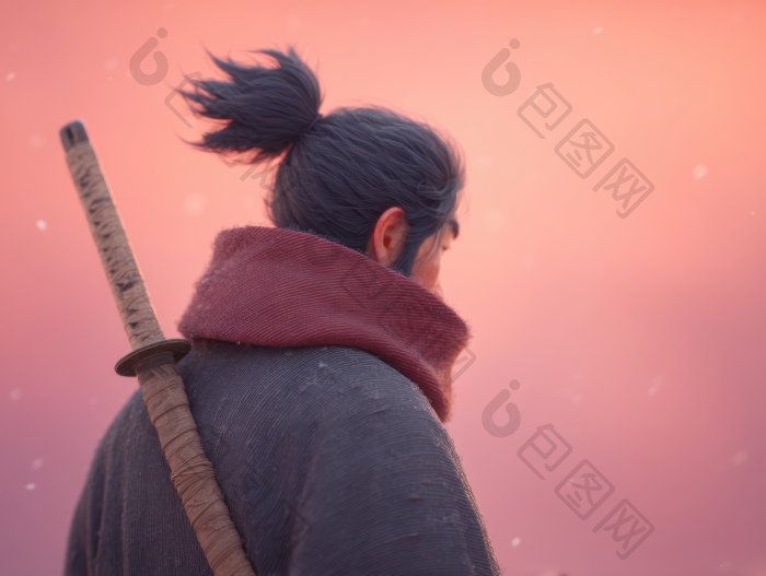武士背影夕阳剑影图片-包图网企业站