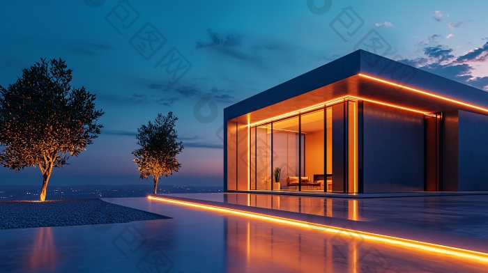 现代建筑夜景灯光效果夜色美景图片-包图网企业站