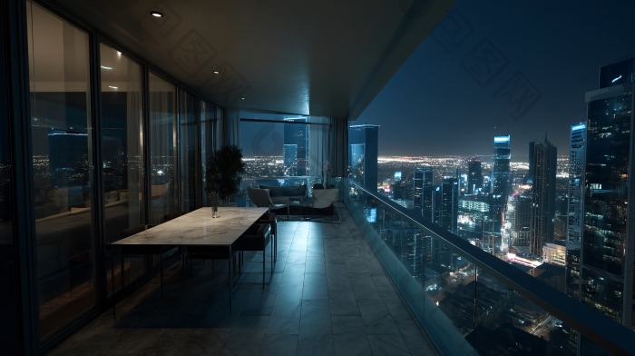 夜晚城市天台露台风景图片-包图网企业站