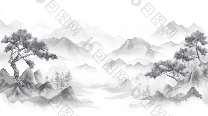 水墨山水画背景素材中国风图片-包图网企业站