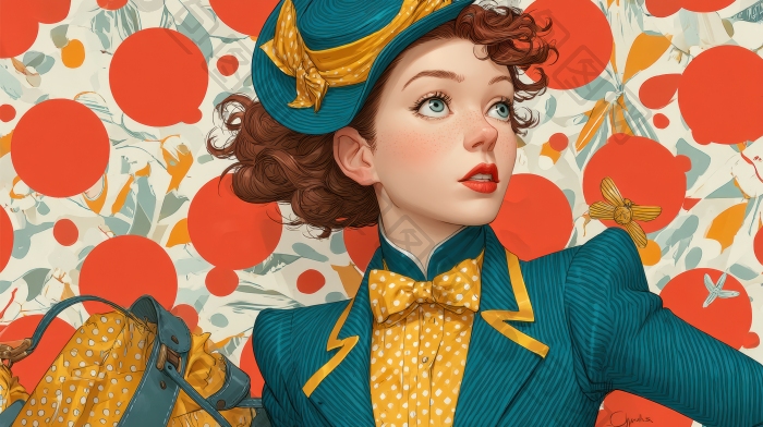 复古风格女性插画复古风格人物图片-包图网企业站