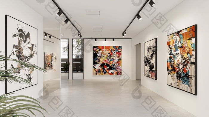 现代艺术画廊展示厅艺术展览图片-包图网企业站