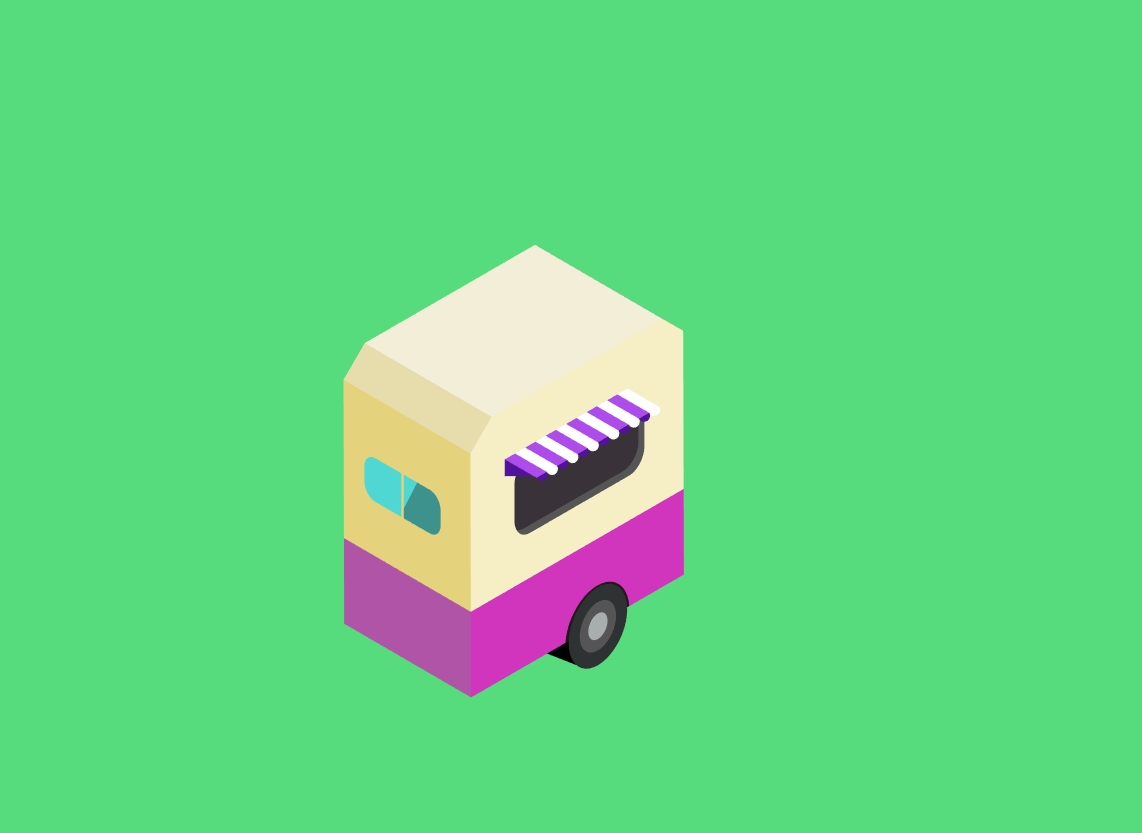 干货集市—2.5d插画(冰淇凌车)