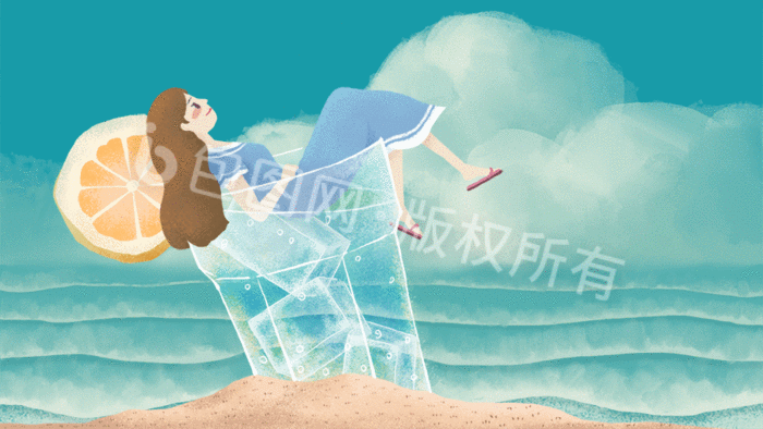 24节气立夏青色小清新gif动态插画