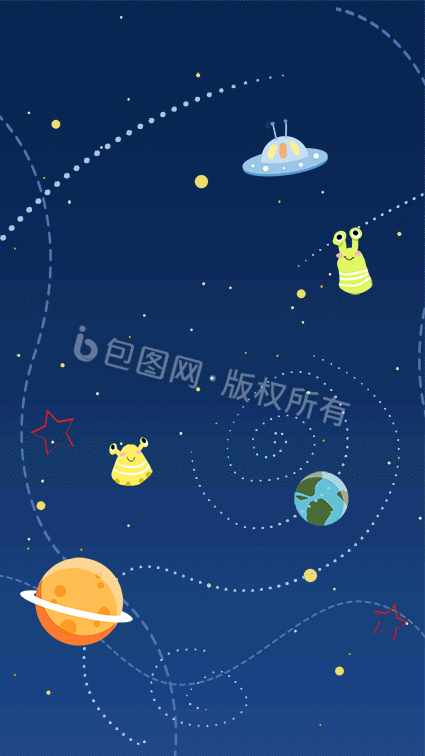 卡通风格外太空宇宙外星人背景gid素材