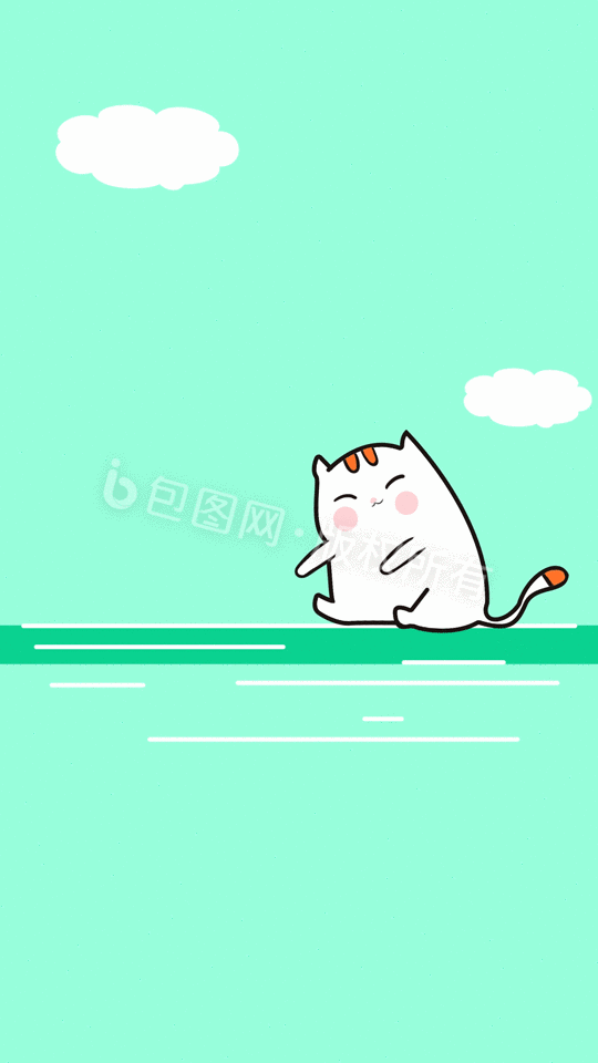 清新卡通猫想吃鱼加载动态插图动画gif动图下载-包图网