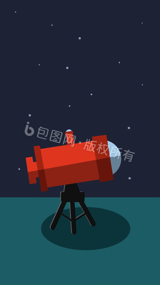 黑色夜晚望远镜观望gif动态插图动画