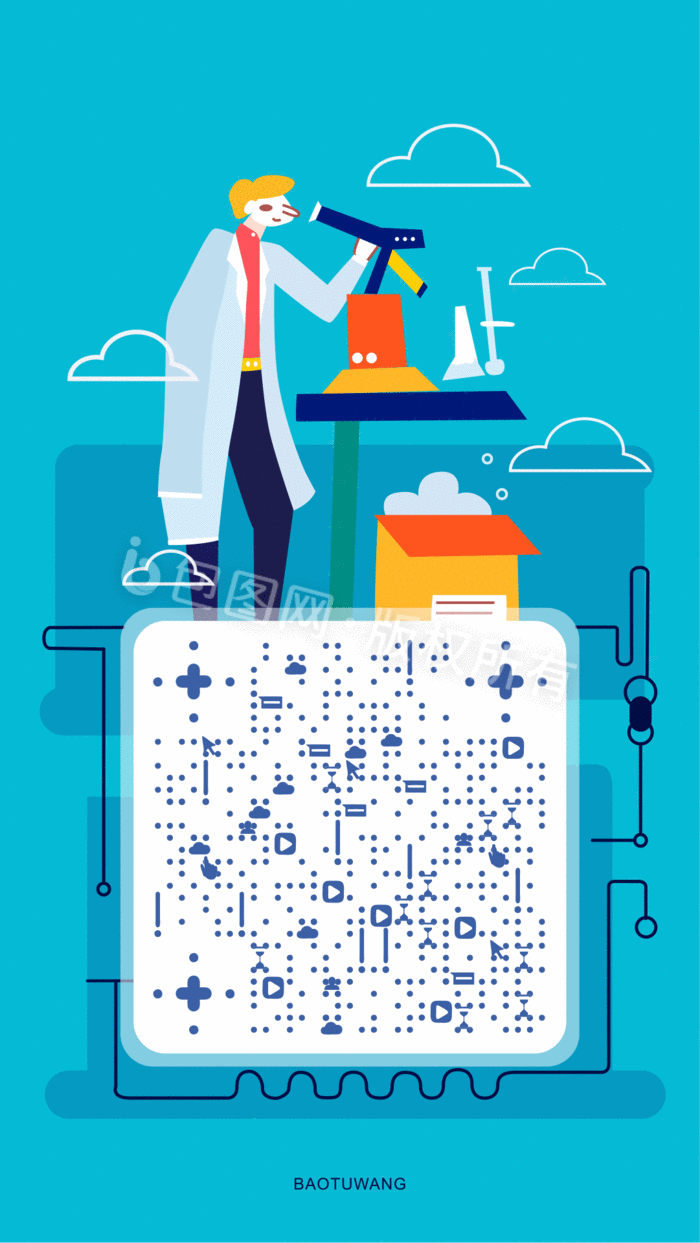 扁平医疗生物科技动态二维码海报插画gif动图下载-包图网