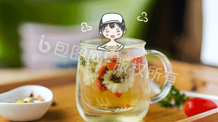 包图 动图gif 动态摄影图 【psd】 菊花枸杞茶清新唯美茶饮创意摄影
