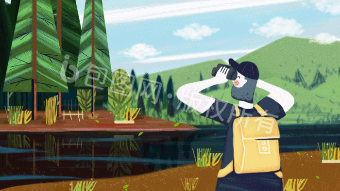 清新卡通夏日五一出游出行旅游gi插画gif动图下载-包图网