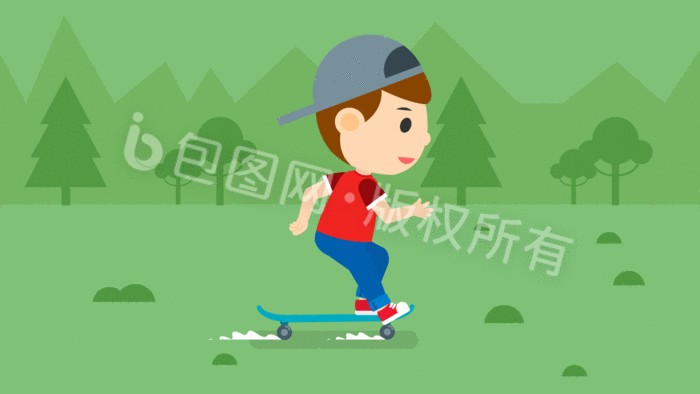 男孩户外玩滑板gif动图下载-包图网
