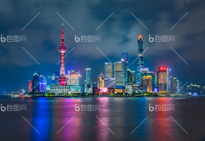 上海中国城市天际线轮廓白色背景图片-包图网企业站