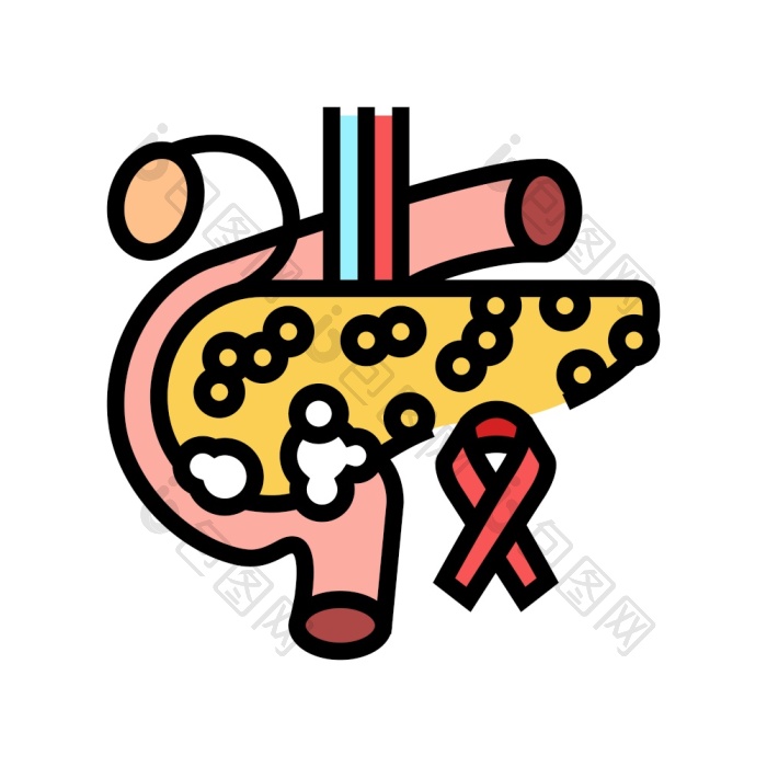 胰腺癌颜色图标向量胰腺癌的标志孤立的符号图片-包图网企业站