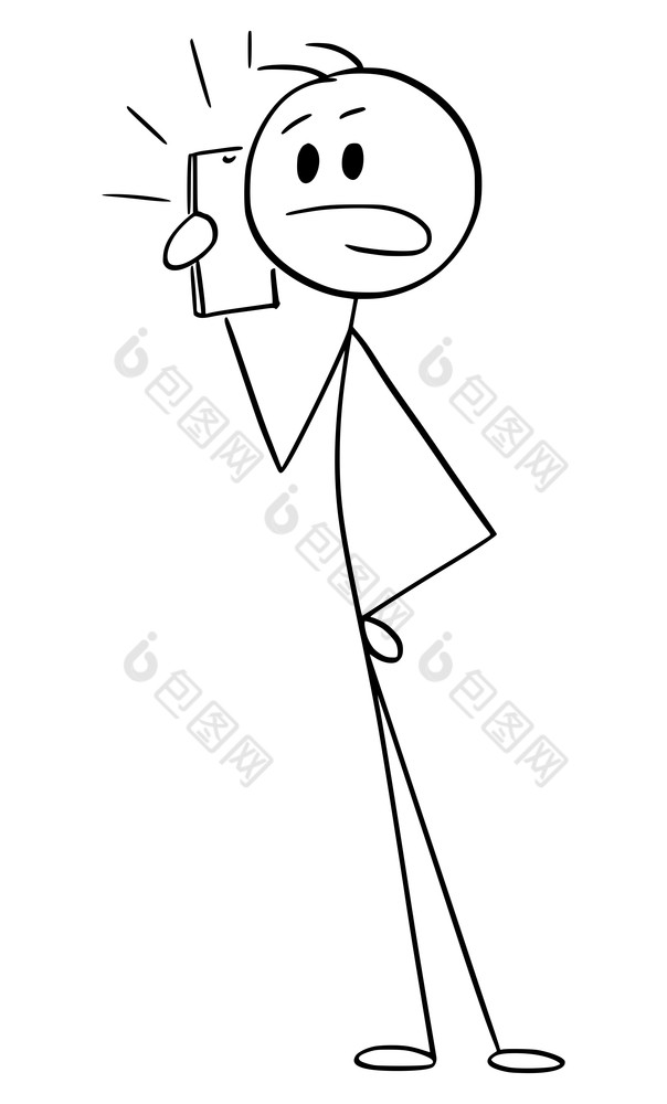 用手机打电话的人卡通简笔画或人物插画打电图片-包图网企业站