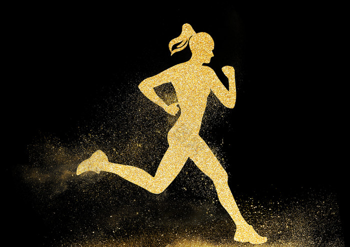 金色颗粒纹理炫酷奔跑的人积极向上图片