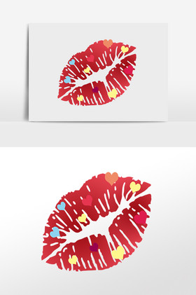 口红嘴唇唇印唇彩彩妆插画