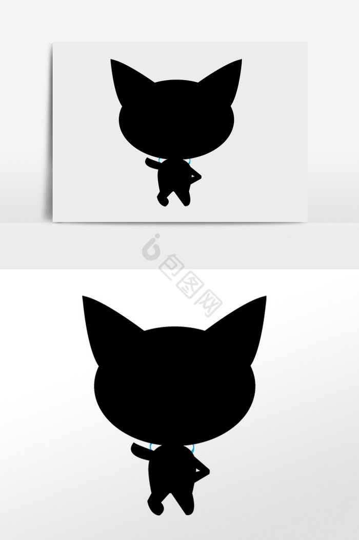 宠物黑猫背影插画