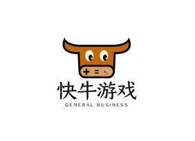 大气时尚卡通牛游戏公司logoVI模板