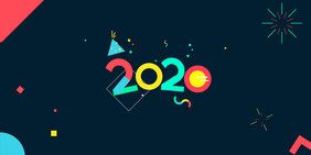 手绘几何简洁2020烟花创意背景