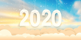 天空唯美晚霞星云跨年2020元旦创意背景