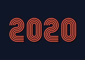 卡通条纹数字2020元素