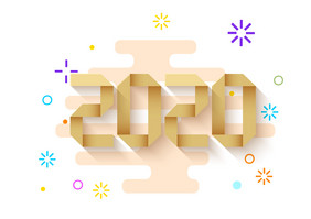 手绘卡通数字2020元素