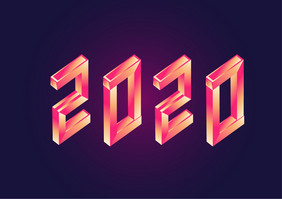 2020年字体立体光感元素