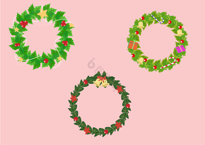 圣诞节装饰花环铃铛星星图片