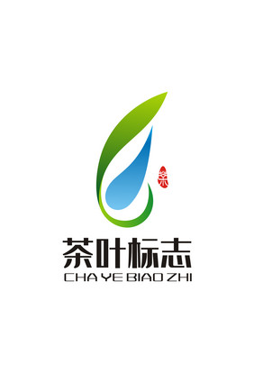 茶叶水滴叶子绿色LOGO标志VI