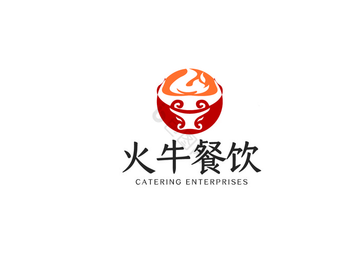 中式牛图形餐饮logoVI模板图片