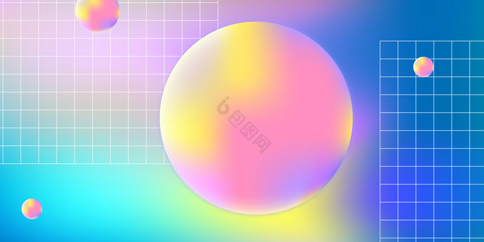 彩色球体蒸汽波图片