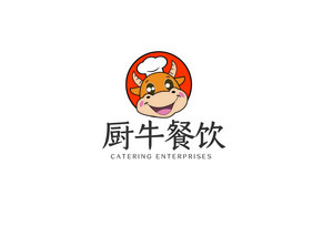 大气时尚卡通牛餐饮企业logoVI模板