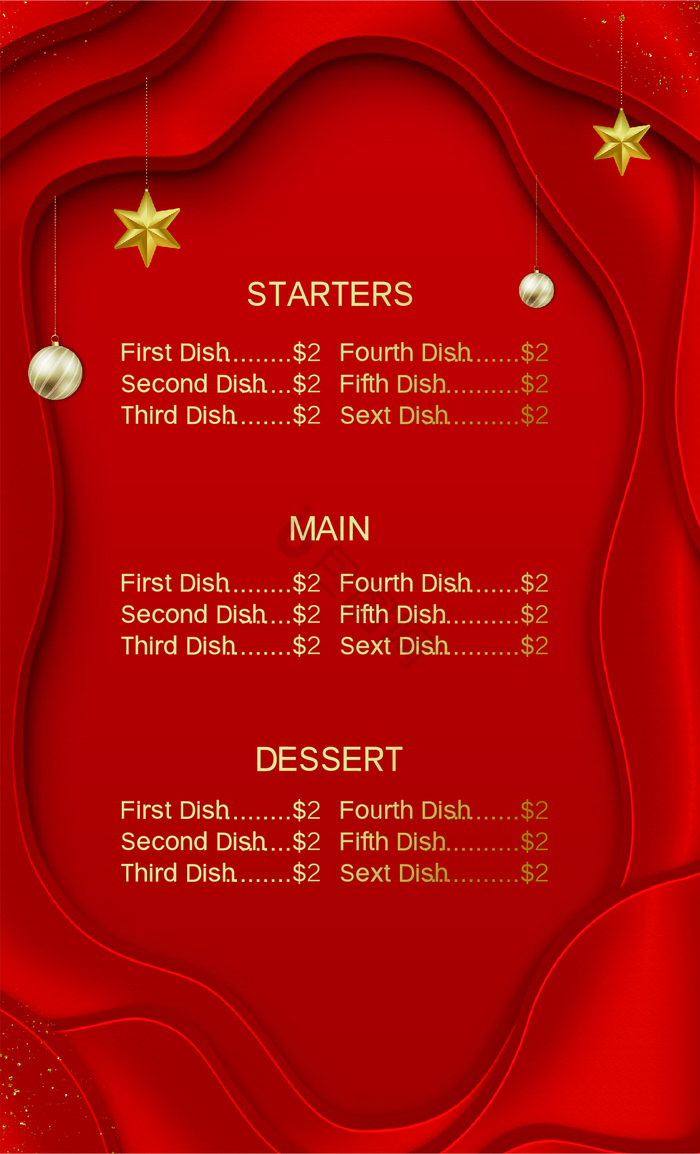 圣诞大餐菜单模板图片