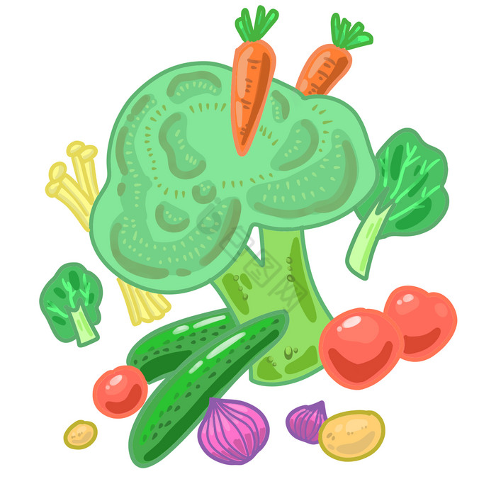 蔬菜组合插画图片