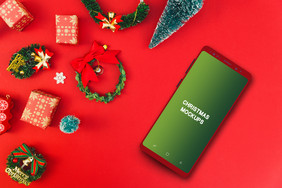圣诞元素三星安卓手机端展示电子产品样机