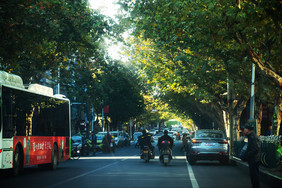 清晨马路景象背景