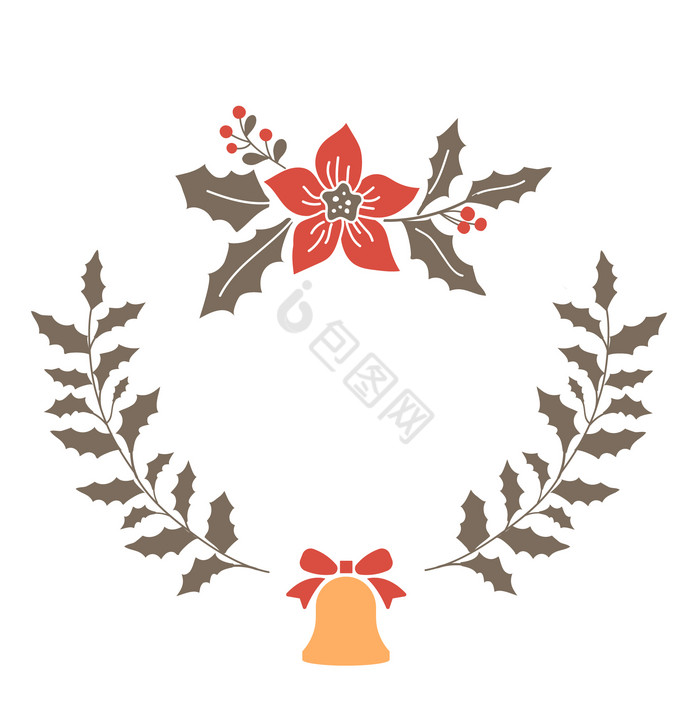 圣诞节铃铛花环插画图片