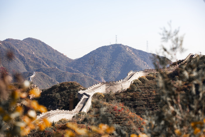 长城断岩特写摄影图片