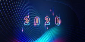 蓝色2020光晕科技年会背景