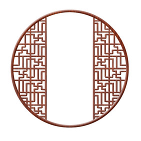 古风镂空圆窗框插画