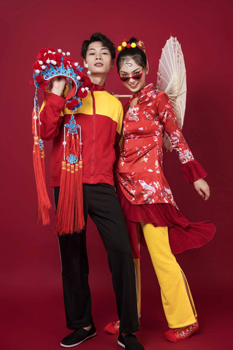 复古男女国潮情侣飒气飘逸写真