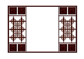 木质中式窗户框素材