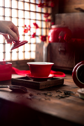 中式茶杯茶具摄影图片