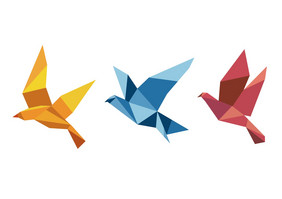 简约矢量彩色折纸鸟设计元素