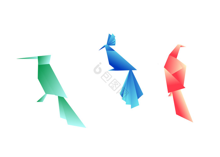 彩色鸽子折叠鸟折纸鸟图片