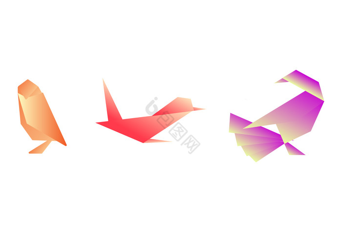 彩色纸折叠小鸟折纸鸟图片