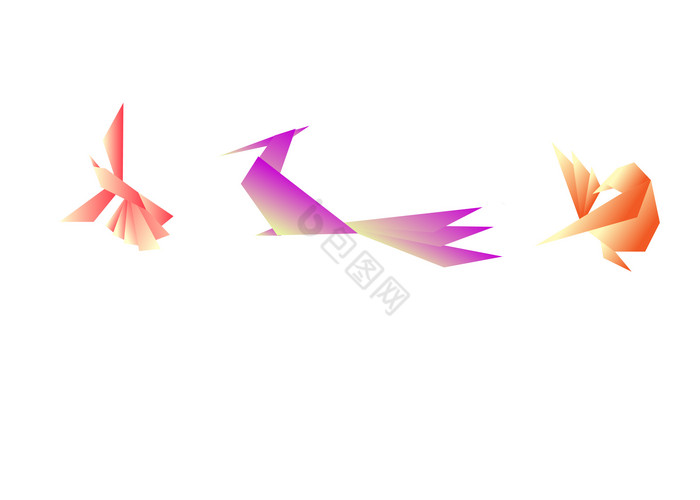 折纸鸟折叠彩色折纸小鸟图片